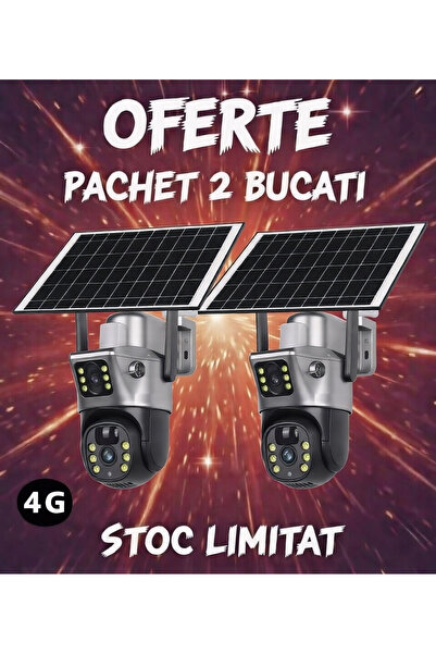 OEM Set de 2 camere de supraveghere cu panou solar de 8 MP, V380 Pro, funcțio...