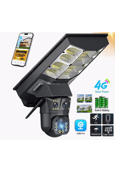 OEM Lampă stradală cu cameră 4G și încărcare solară, suport pentru stâlp meta...