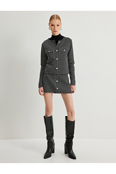 Koton Μίνι τουίντ φούστα με λεπτομέρεια με κουμπιά