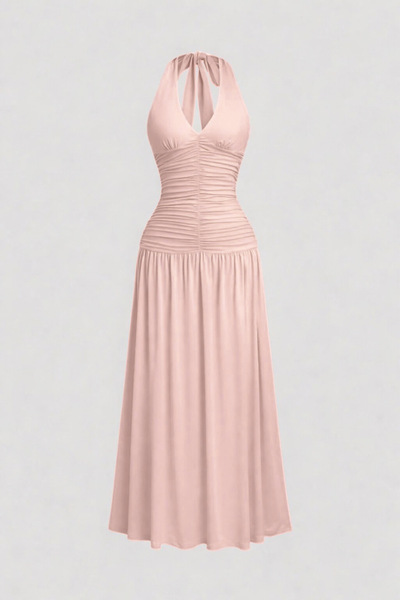 Dressco Kendall - Boyundan Bağlamalı Drapeli Maxi Elbise