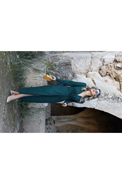 bytugcekaya Rochie cu noduri cu sclipici verde smarald