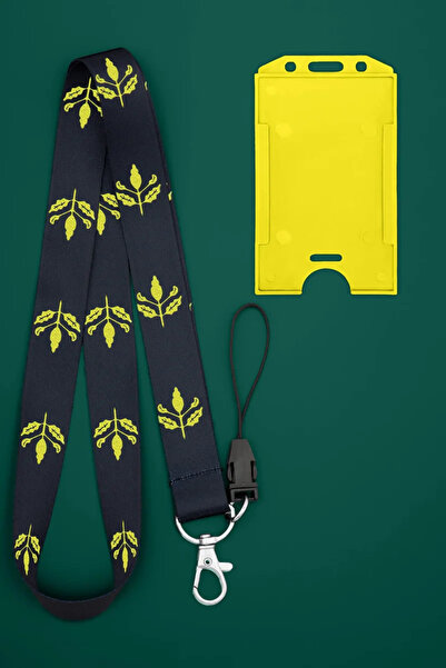 Apptakı Yaprak Desenli Boyun İpi Boyun Askı İpi Boyun Askısı ve Kartlık - ASS...