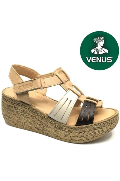 Venüs Tenrag Genuine Leather Comfort Orthopedic Women's Sandals Beige