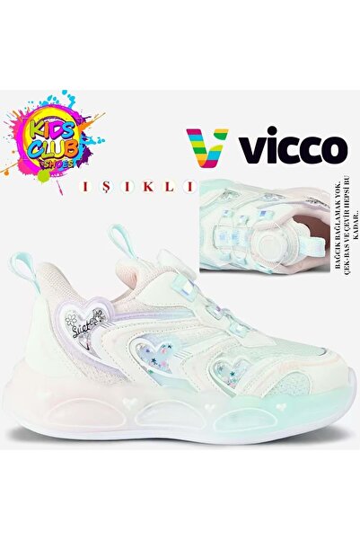 Vicco Benetti Akıllı Bağcıklı Işıklı Ortopedik Çocuk Spor Ayakkabı BEYAZ