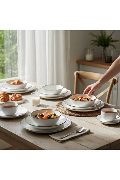 IKEA Oftast Siyah Fileli 18 Parça 6 Kişilik Yemek Takımı