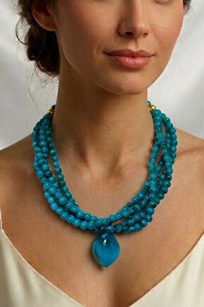 PETEK AKSESUAR ÇOKLU ALAÇATI BONCUK AKRİLİK KOLYE