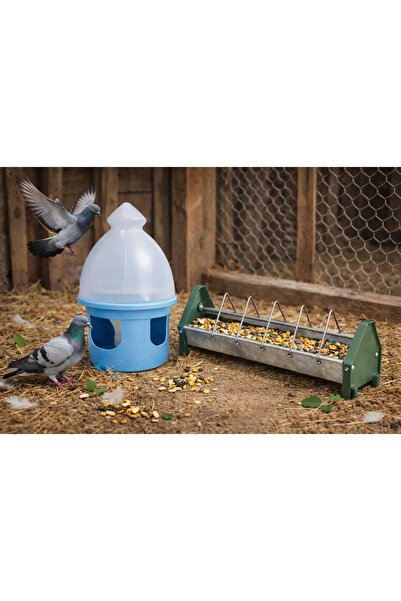 AN-GA AVM Güvercin Yemlik 25cm ve 1,5 litre Suluk