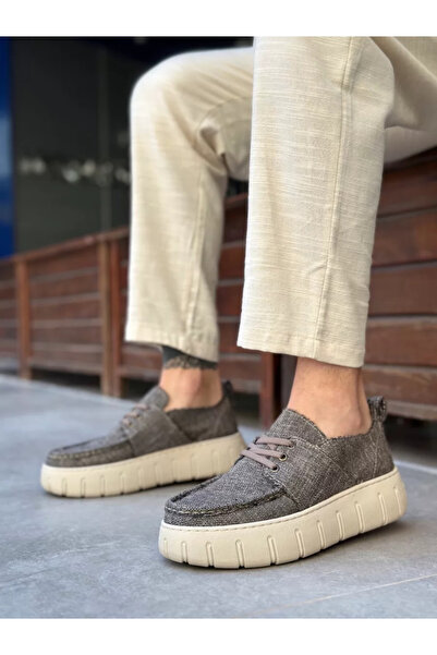 BOA Ba0676 Boa Brown Linen High Sole Men's Summer Shoes