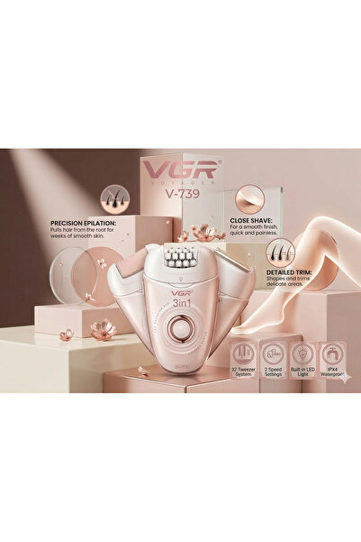 VGR Professional hair removal device for women, complete 3-in-1 care, waterpr...