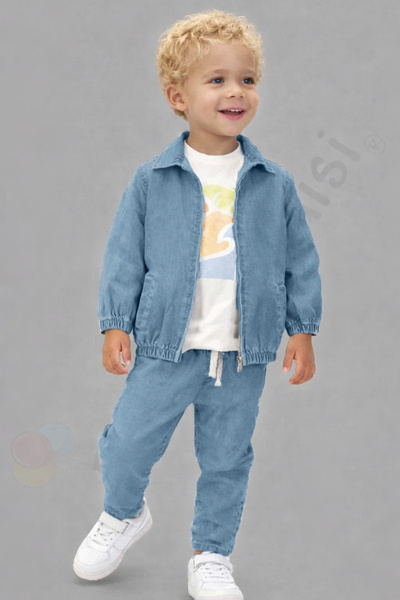 Bebek Vadisi Şık Tişörtlü Kot Ceketli Pantolonlu Cepli Erkek Bebek Çocuk alt ...