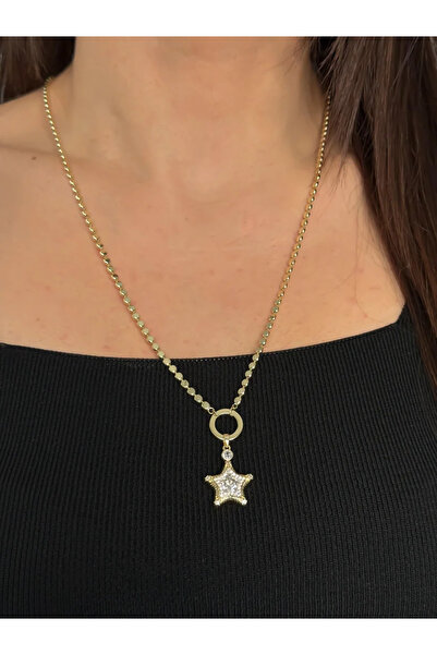 Luseda VIP Taşlı Yıldız Detaylı Ayarlanabilir 60+5 cm Ezme Zincir Gold Kadın ...