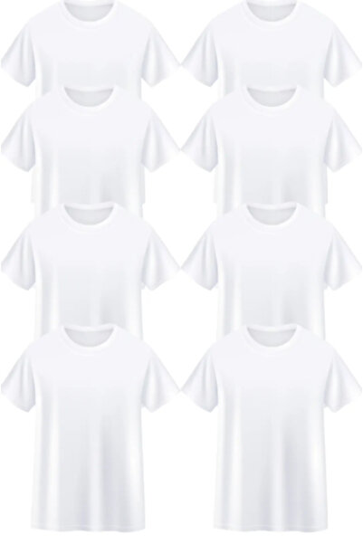 CLAYES supradimensionat Alb Unisex basic Pachet de 8 tricou – Stil confortabi...