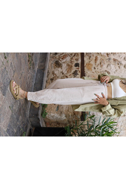 bytugcekaya Pantaloni de in de culoarea piatra naturala