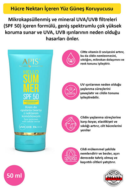 Apis Natural Cosmetics Cell Nectar - Facial Sunscreen Spf 50 - 50ml
