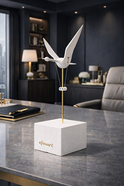 Effox Ev ve Ofis Masaüstü Dekorasyonu - Hareketli Kanatlı Kuş Heykeli 35 cm -...