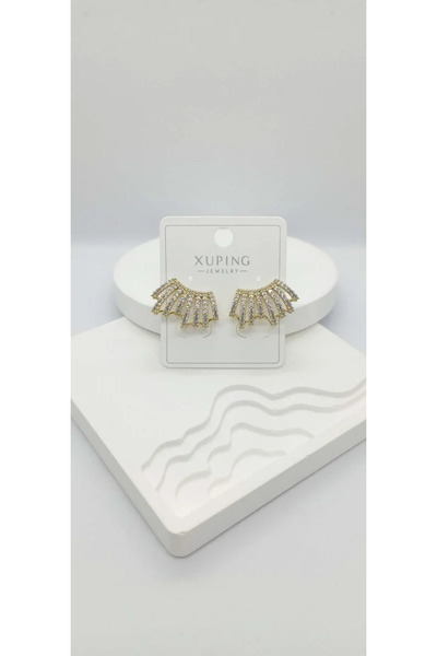 ndjewelry Asimetrik Çoklu Görünüm Taş Detaylı Küpe