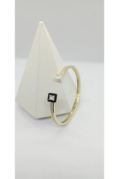 ndjewelry أساور مفصلة بحجر الباجيت المينا الأسود