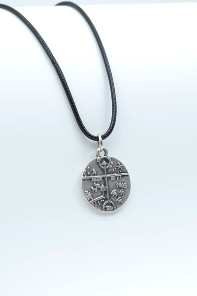 ıdr Kam - Şaman Davulu Gümüş Kaplama Deri İp Kolye