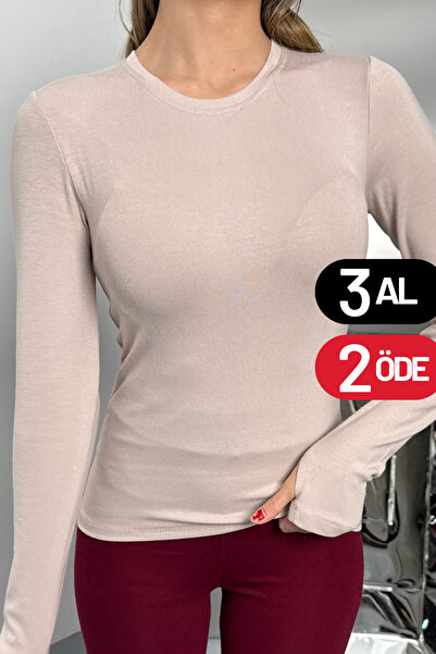 Mogi Butik Kadın Buzzy Parmak Geçmeli Bisiklet Yaka Basic Body 3125
