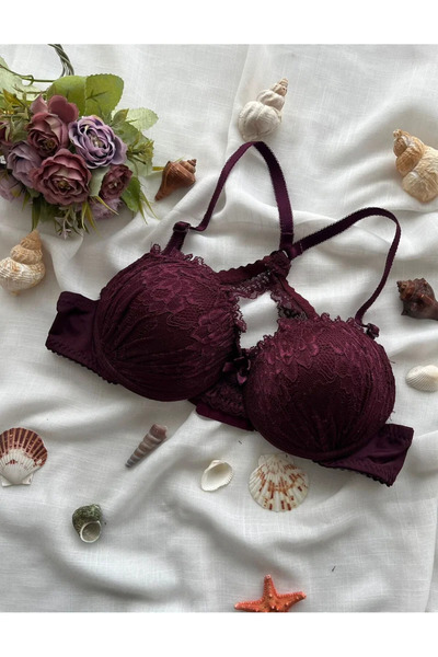 NİVENE Дамски дантелен сутиен с подплънки и кръстосан гръб DAMSON