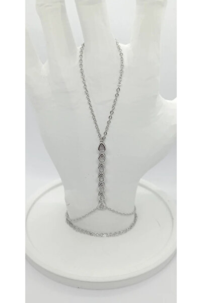 ndjewelry حجر الشاهميران ذو اللون الفضي المتدلي