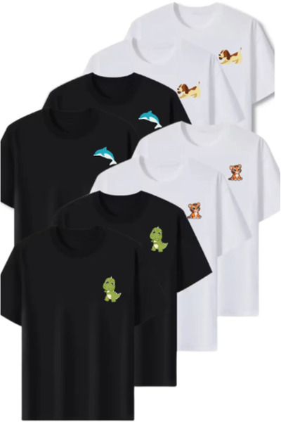 Sweetline Pachet de 8-unisex supradimensionat Animal cu imprimeu basic tricou