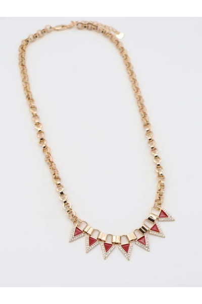 ndjewelry قلادة مثلثة حمراء مفصلة