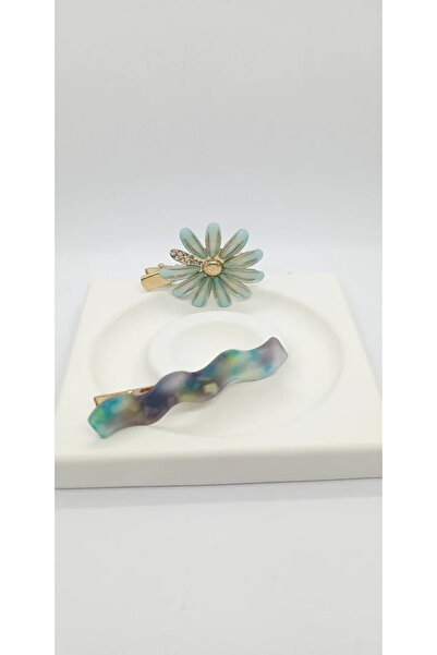 ndjewelry مجموعة إبزيم مزدوج باللون الأخضر