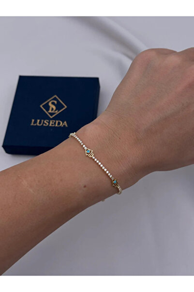 Luseda سوار VIP قابل للتعديل بحجر العين الشريرة ويد فاطمة 17+3 سم