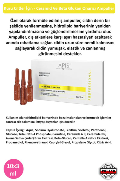 Apis Natural Cosmetics Kuru Ciltler İçin - Ceramid Ve Beta Glukan Onarıcı Amp...
