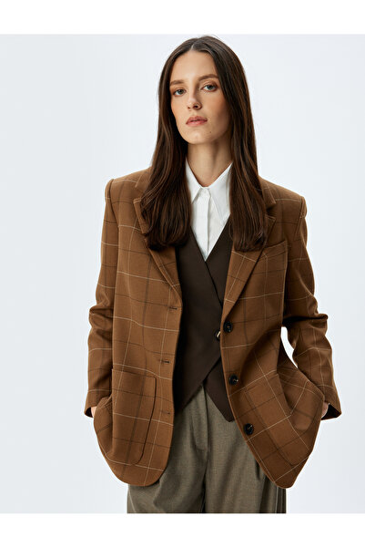 Koton Double Breasted Blazer Jacket with Pockets and Buttons