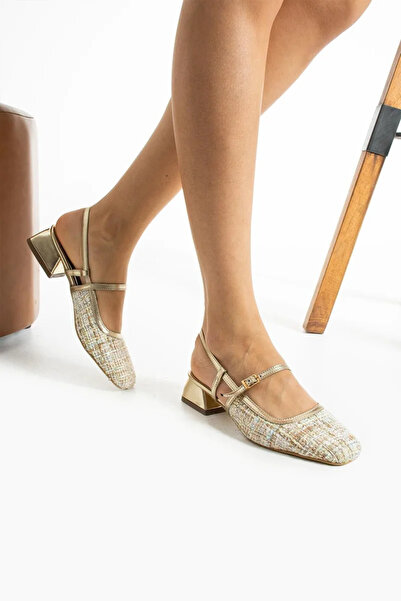 Hacıoğlu Ayakkabı Pantofi de damă de zi cu zi din material de mătase cu toc s...