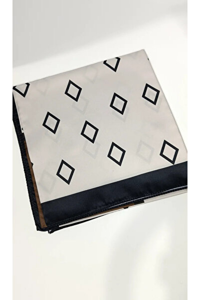 ndjewelry وشاح بنمط مربع أنيق هندسي - بني وأسود