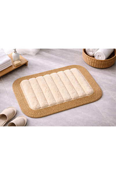 OEM Premium Bath Mat with Natural Jute Edge, Brown, Non-Slip and Absorbent, 6...