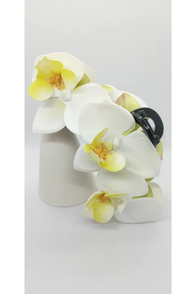 ndjewelry مشبك مزلاج الأوركيد الأصفر والأبيض