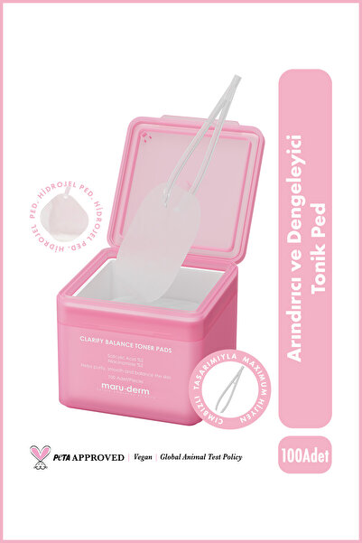 Maru.Derm Arındırıcı ve Dengeleyici Hidrojel Tonik Ped 100 Adet - Salisilik A...