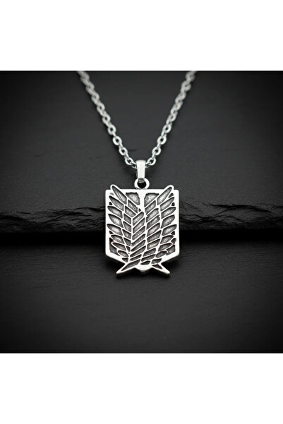 Alooya Attack On Titan Anime Gümüş Kaplama Düz Zincir Kolye