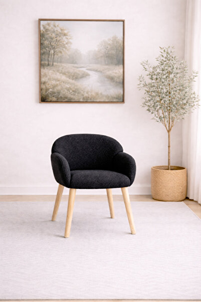 DEKOR MOBİLYACIM Jasmine Ahşap Ayaklı Retro Puf Minimal Berjer Makyaj Masası ...