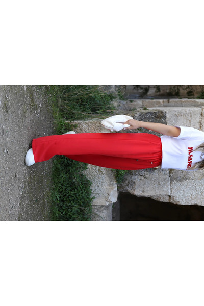 bytugcekaya Red Palazzo Bottom - Elastic Waist