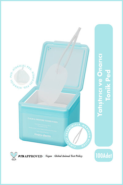 Maru.Derm Yatıştırıcı ve Onarıcı Hidrojel Tonik Ped 100 Adet - Centella %10, ...