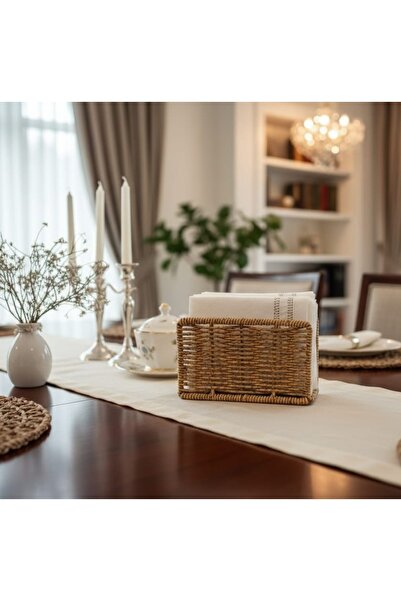 GÖNÜL COLLECTION Wicker Rattan Napkin Holder Rectangular Storage Box