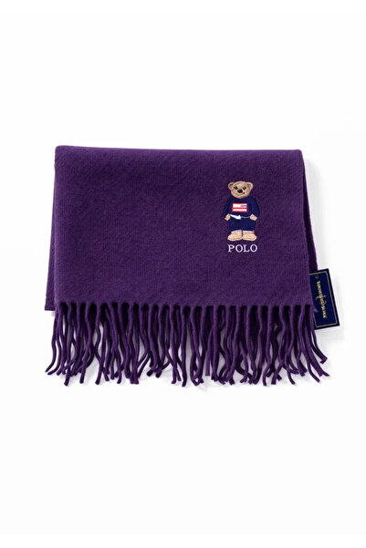 ndjewelry Iconic Teddy Bear Embroidered Purple Soft Shawl