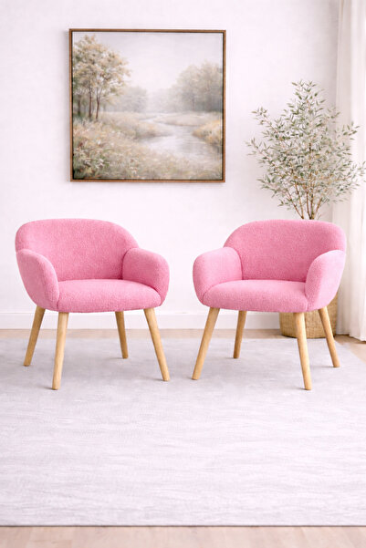 DEKOR MOBİLYACIM Jasmine 2 Berjer Set Ahşap Ayaklı Retro Minimal Berjer Makya...