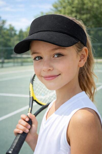 FELLMENS Черна памучна шапка с козирка за тенис за деца, унисекс – 10–18 години