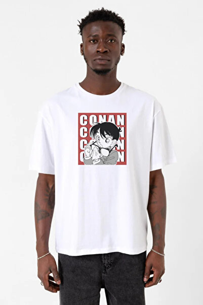 Tshirthane Detective Conan Anime Conan White Men's Oversize T-Shirt