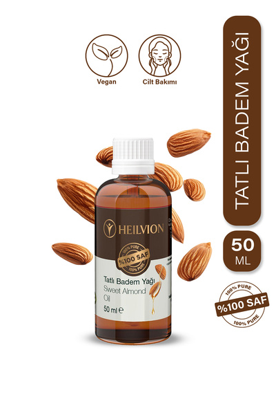 HEILVION Tatlı Badem Yağı %100 Saf ve Doğal Soğuk Sıkım Kaş & Kirpik Bakımı,E...