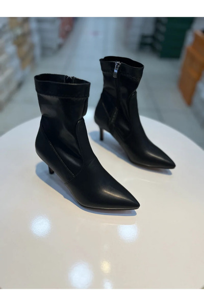 Alphus Vollex Kısa İnce Topuklu Sivri Burun Kadın Streç Bot