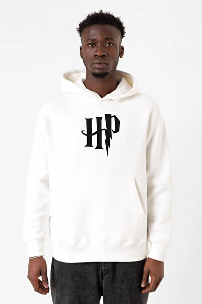 Tshirthane HP logo bela muška majica sa kapuljačom i 3 trake