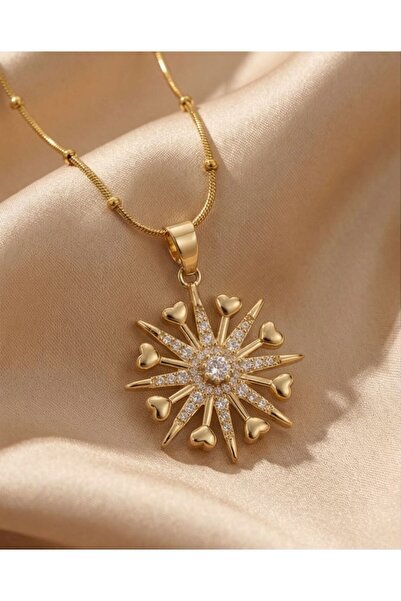 AYDESİA قلادة من الفولاذ المقاوم للصدأ بتصميم قلب ذهبي اللون ومزينة بنجمة مع ...