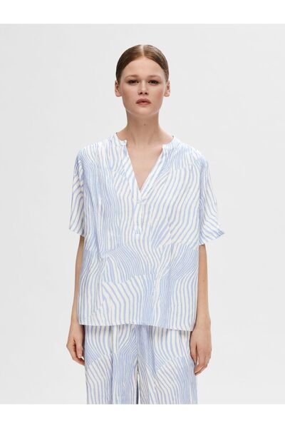Selected Femme Oberteil mit kurzen Ärmeln Print